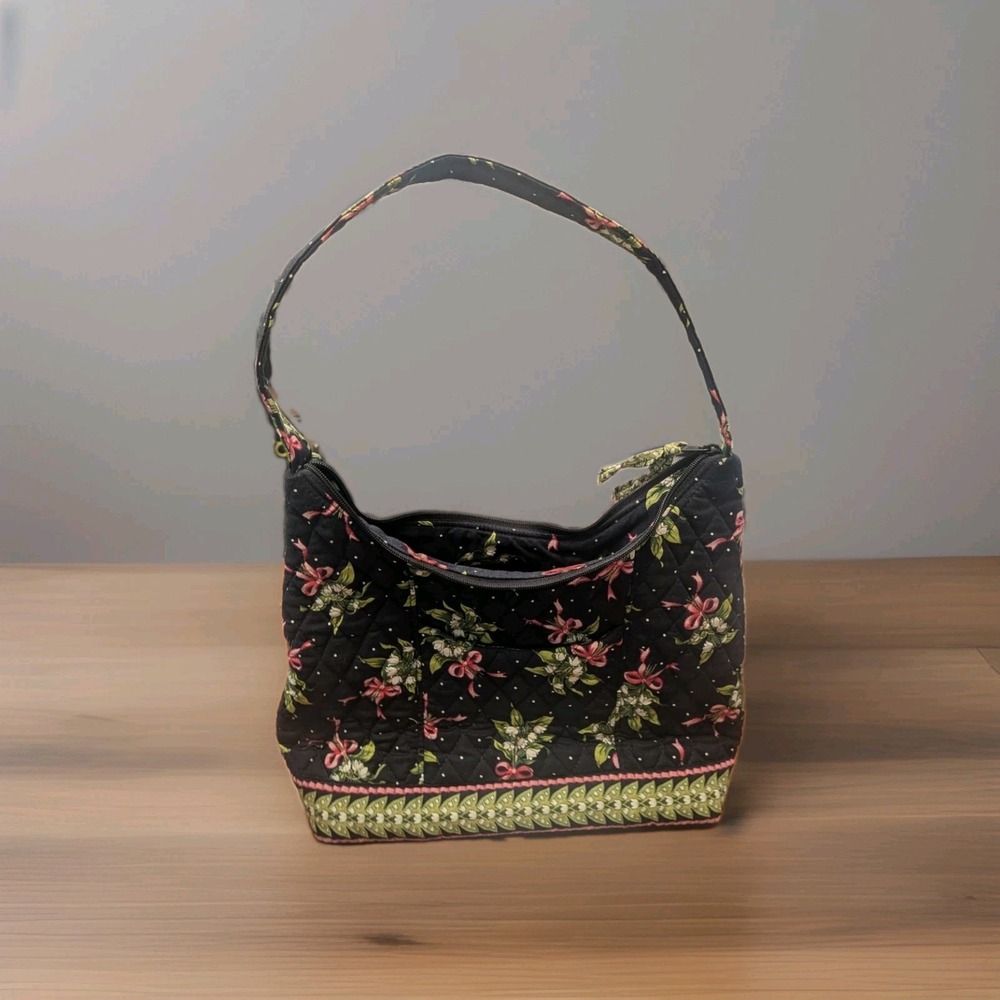 Vtg Vera Bradley New Hope Black Pink Ribbon Backpack Bag Breast Cancer Retired